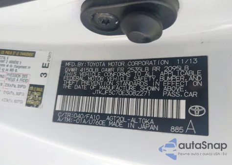 2014 Scion Tc z USA, uszkodzony, nr VIN JTKJF5C70E3082271